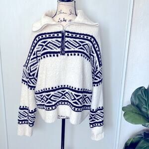 Joie Chunky Knit Quarter Zip Collared Pullover Sweater size Large